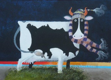 Funny Pets Painting - Jersey Cow facetious humor pet